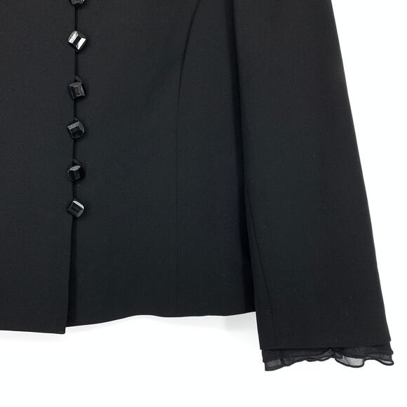 Tahari Button Front Dressy Blazer Jacket Womens Size 18W Black Gem Cut Buttons - Picture 4 of 6